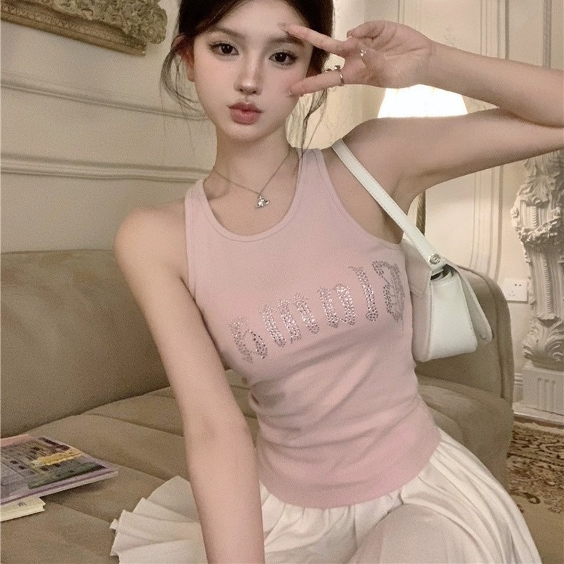 Y2k style cute Womens Sleeveless baby Tank Tops 2000s Punk Print Short Vest Tee Cool Street Fashion Gothic Women Clothing Emo 250320