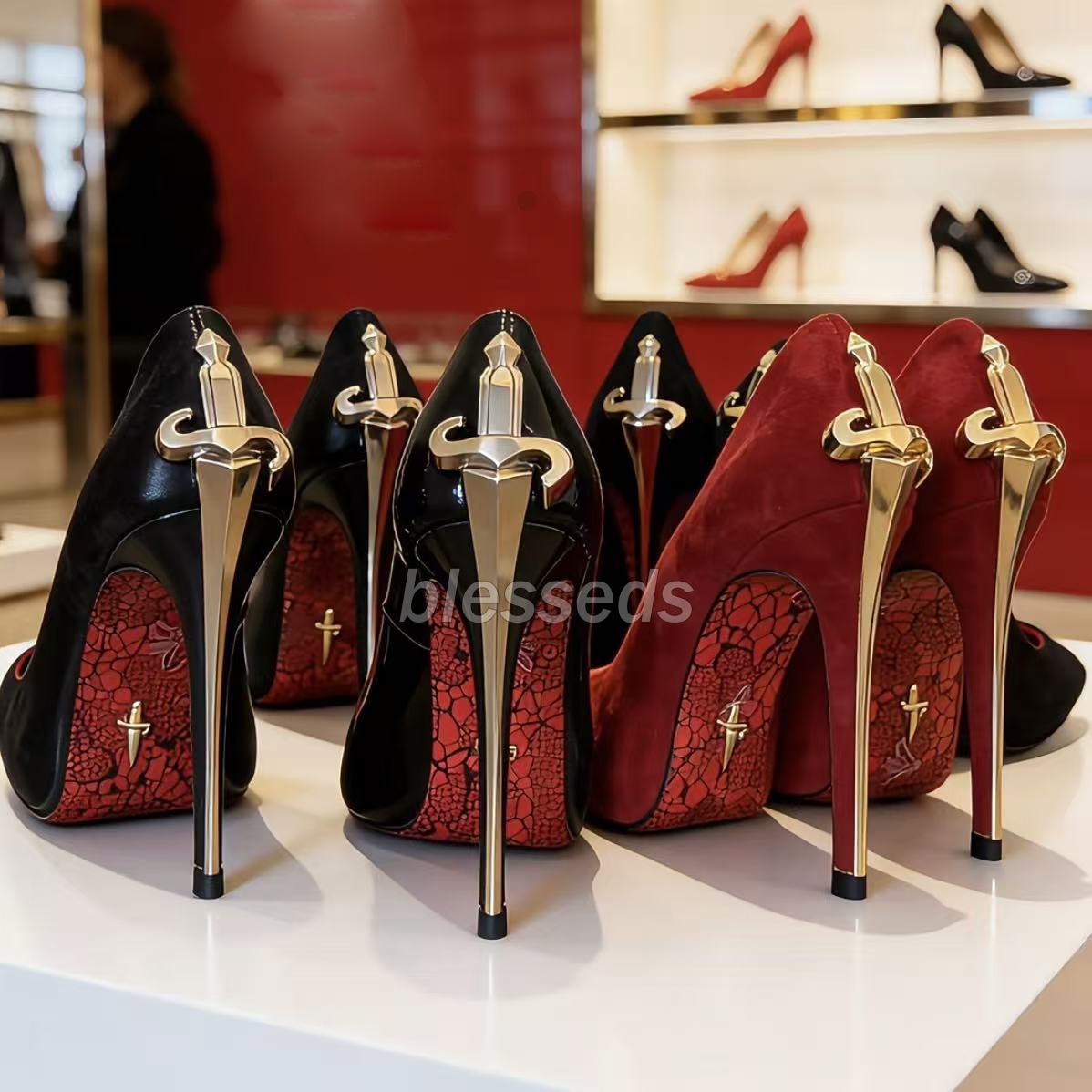 Sexy Design Cesare Paciotti Dagger Heels Silver Golden Metal Stiletto Heel Pointed Toe Women Pumps High Heels Brand Pointed Toe Walking 005