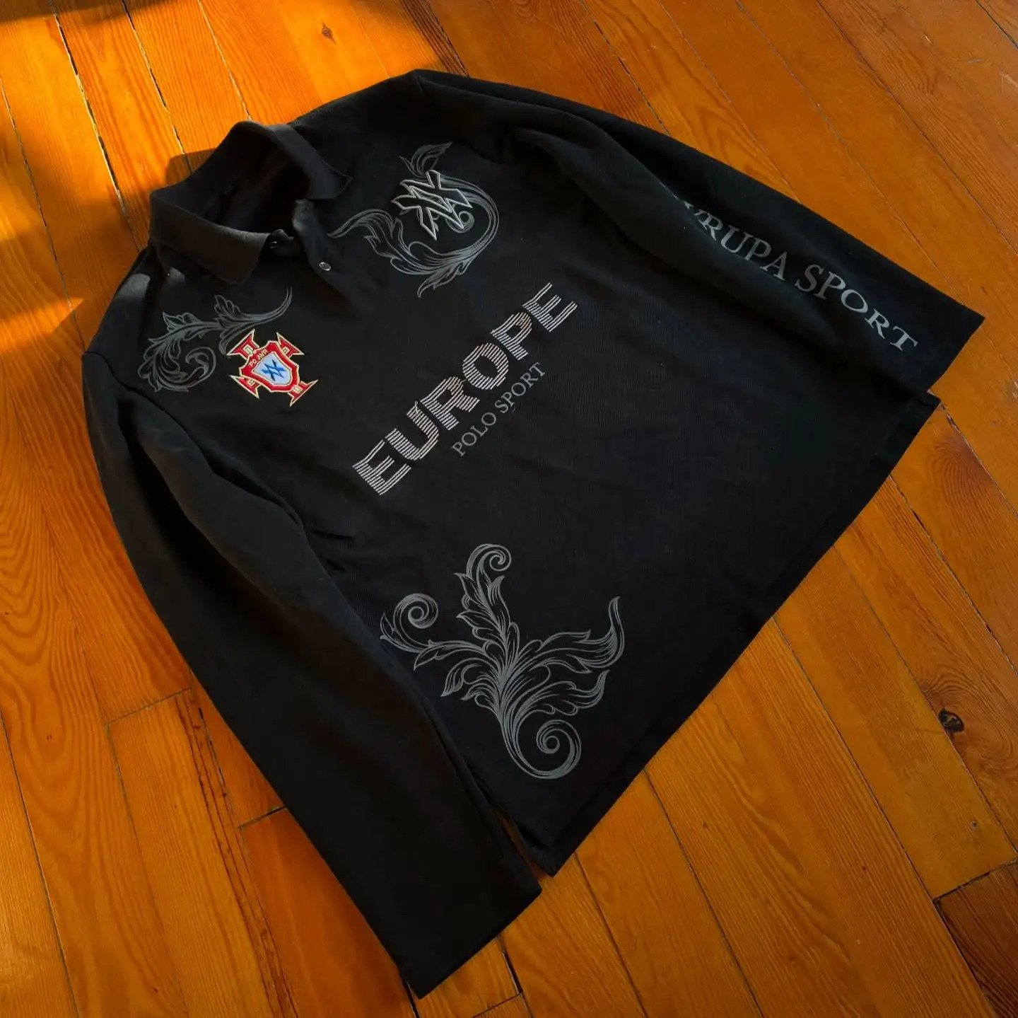 Retro Long Sleeve Polo Shirt Y2k Casual Loose Letter Pattern Embroidery T Shirts Street Sweatshirt Men Cotton Jersey Lapel Golf 260112