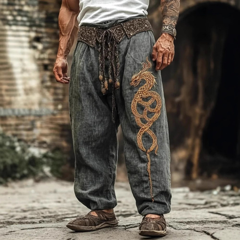 Luxury Brand Designer Clothes European And American Casual Fashion Loose Linen Wide-Leg Long Pants Digital Print Various Patterns Item No. CK