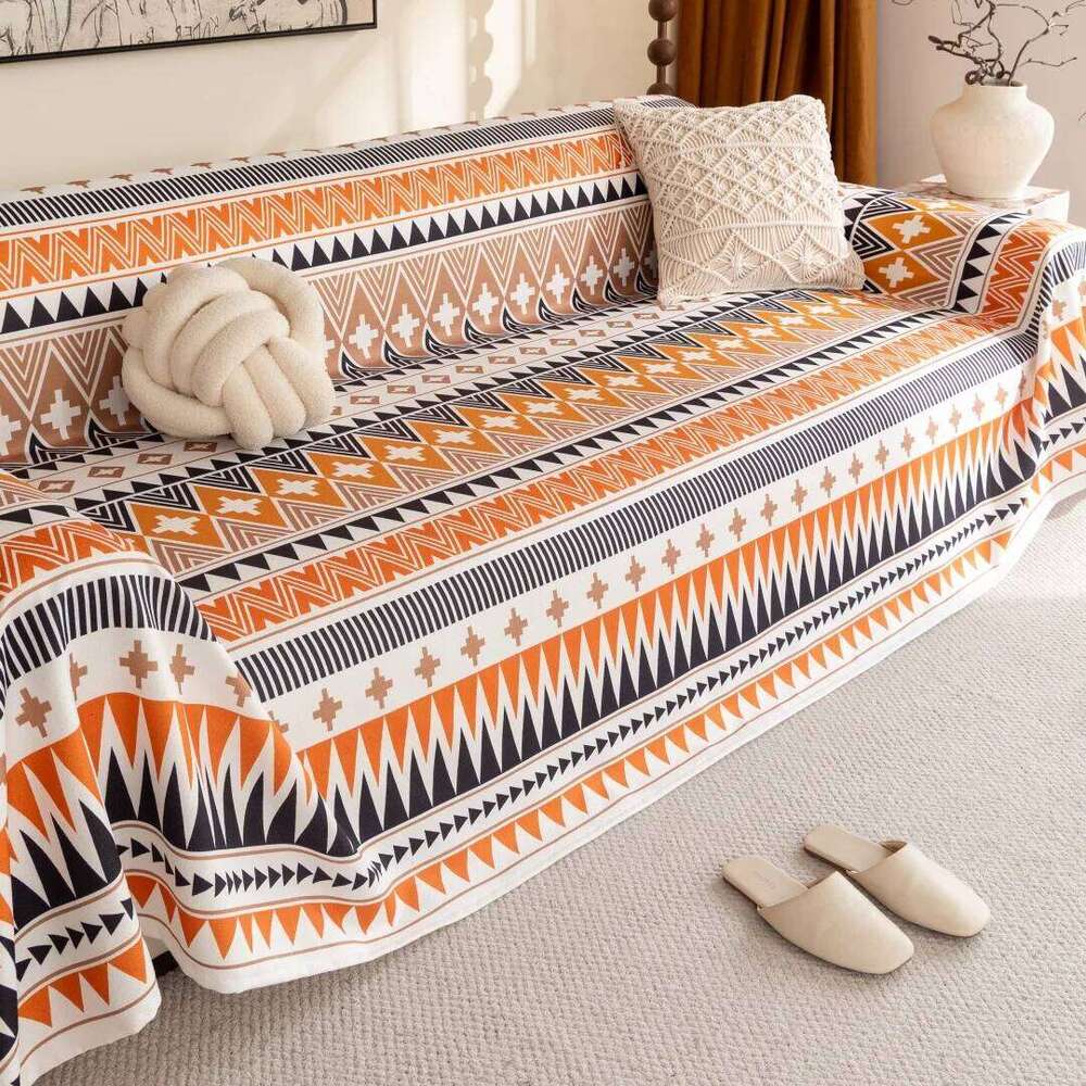 1 Bohemian Style Printed Towel, Living Room Sofa Cover, Wave Soft Pet Friendly Multifunctional Protector, Blanket Cushion