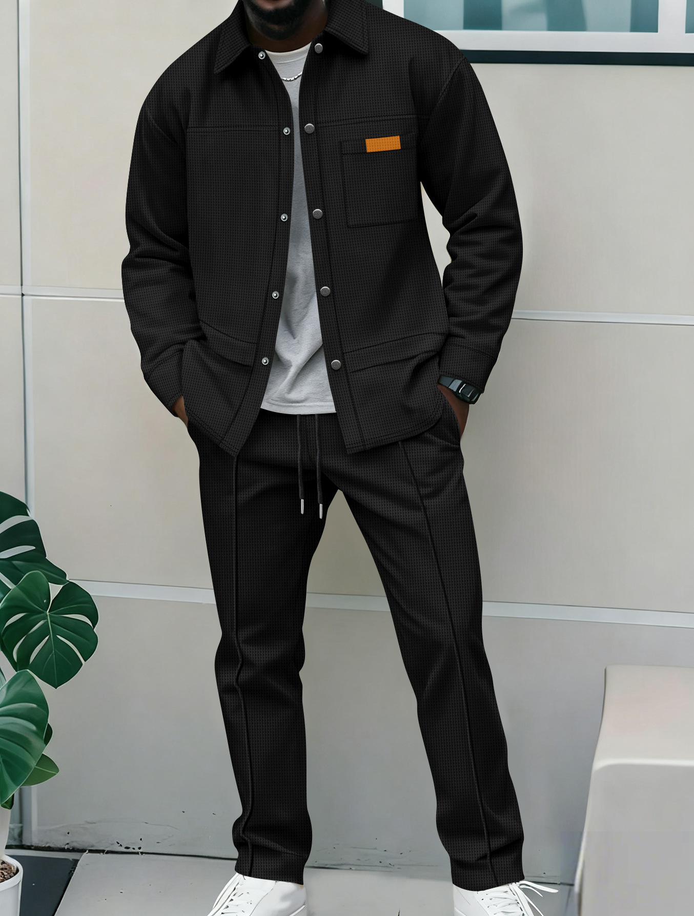Y2k Bear Embroidery Two Piece Set Spring and Autumn Street Casual Long Sleeve Jacket Loose Long Leg Mens Trouser Set240813