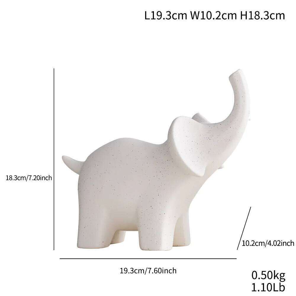 Ceramic Elephant Figurines Nordic Modern Abstract Ornaments White Brown Home Decoration for Living Room Office Desk Kitchen Shelf Automotive Outdoor D