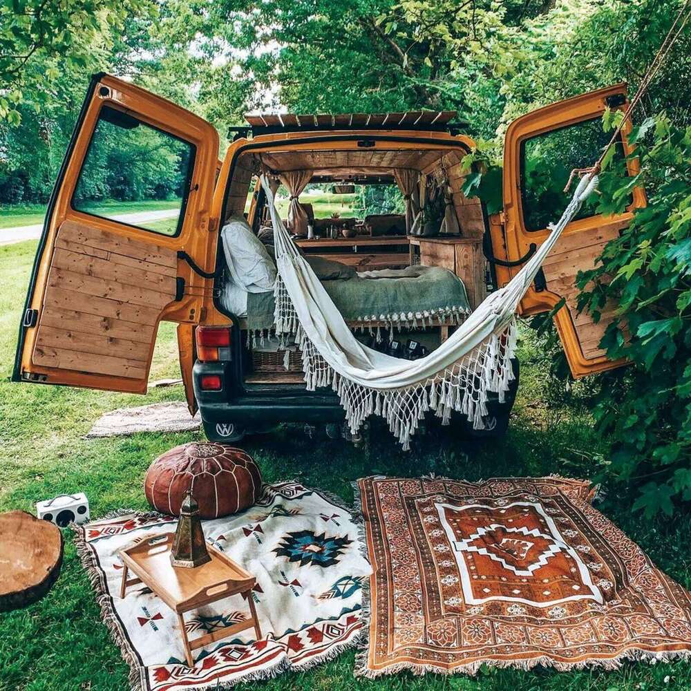 Luxury Home Decor Tribal Boho Linen Blanket with Tassels Plaid Sofa Throw Bedspread Outdoor Camping Picnic Mat Washable Durable Floor Rug for Living R
