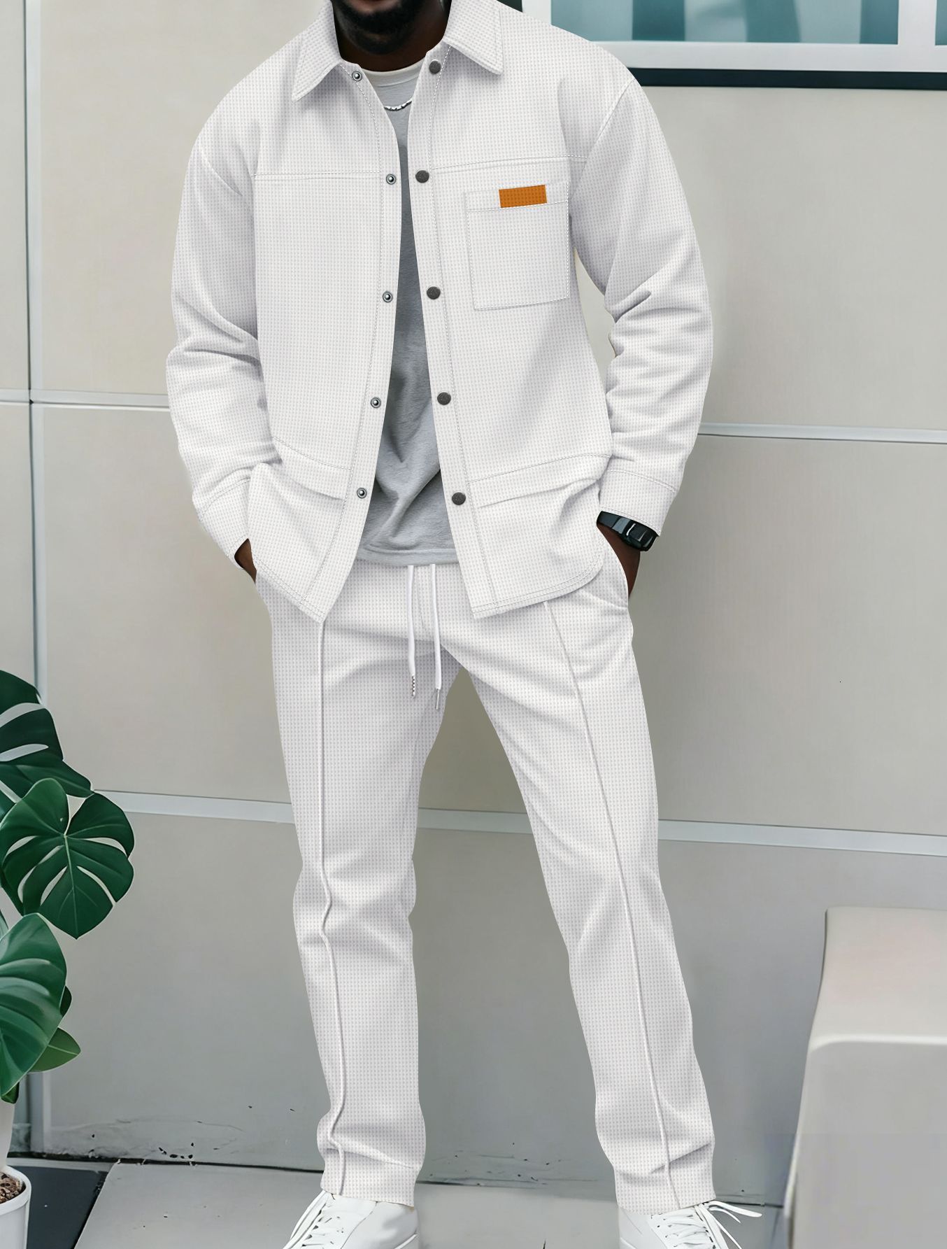Y2k Bear Embroidery Two Piece Set Spring and Autumn Street Casual Long Sleeve Jacket Loose Long Leg Mens Trouser Set240813