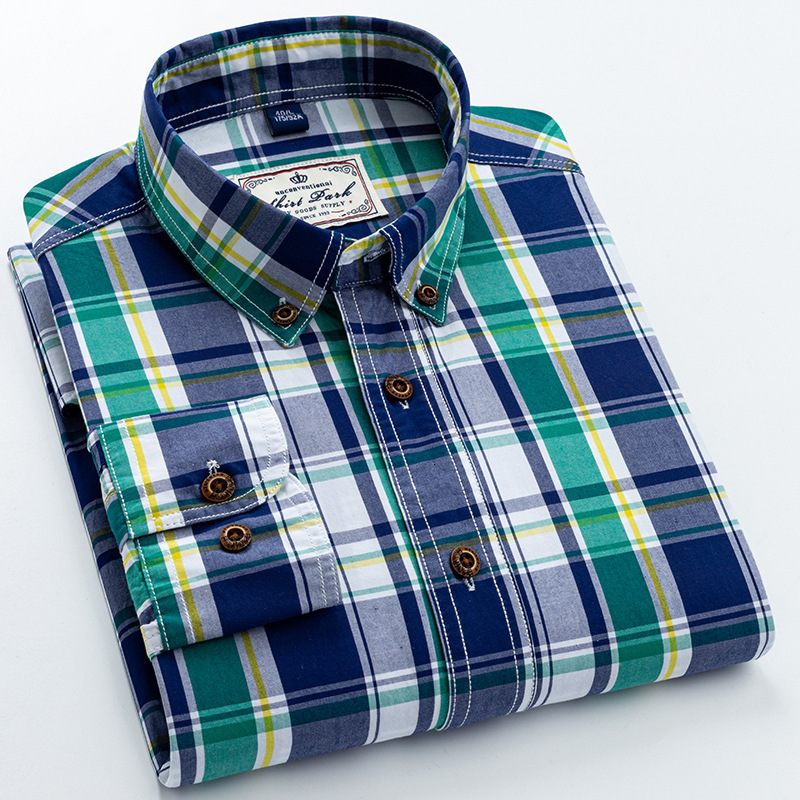 New Clothing Designed By Luxury Brand Designers For Men's Pure Cotton Checkered Long Sleeved Shirt Spring All Cotton Casual Shirt Korean Version 