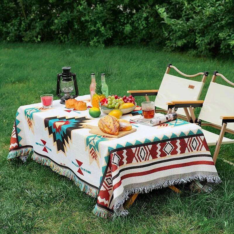 1Pc Durable Vintage Camping Blanket - Perfect For Outdoor Picnics, Tear Resistant Polyester Fiber, Machine Washable