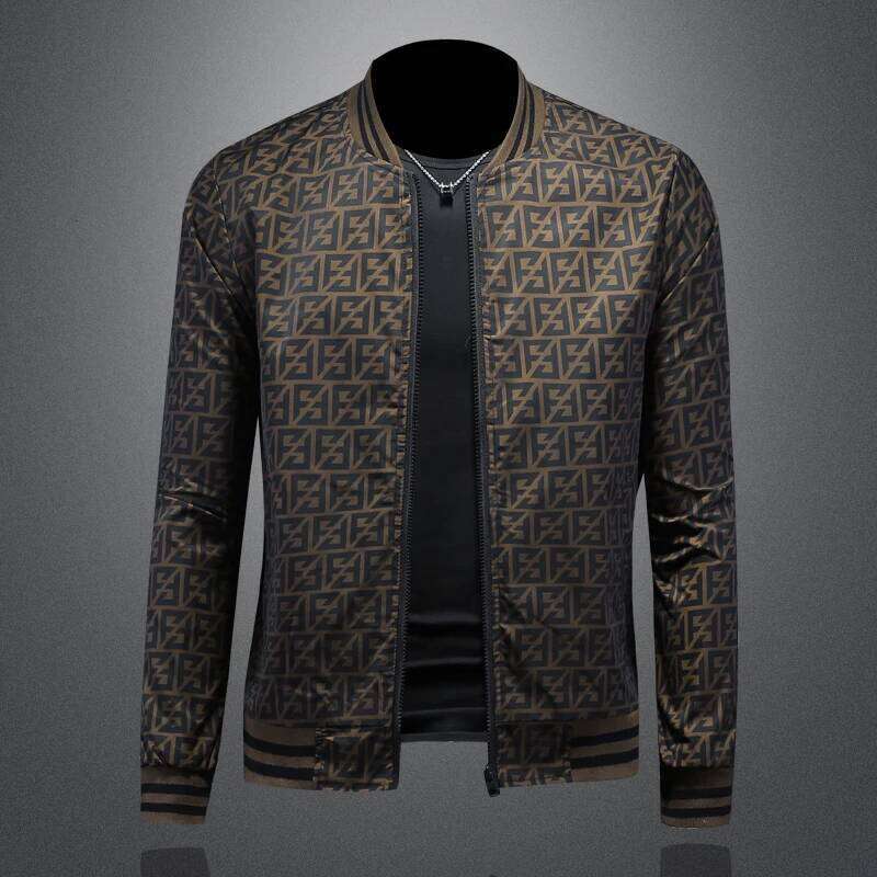 Luxury New Men's Jacket Slim Fit Thin Baseball Style Stand Up Collar Lightweight High-Quality Fashionable Business Brand Top