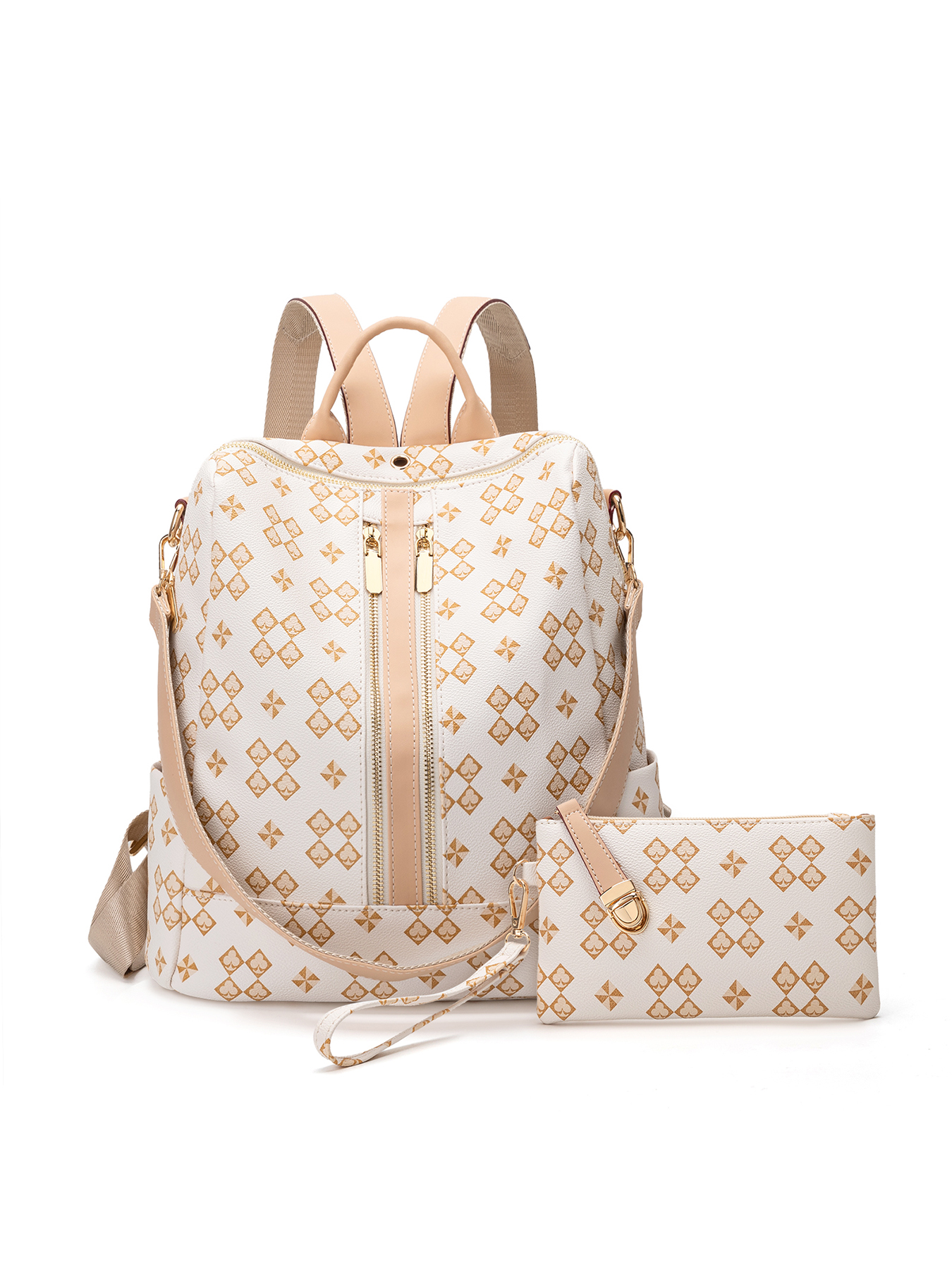 Lacel Urwebin Retro Composite rucksack Female Style Travel Bag Printed Large Capacity Check Pattern Backpack