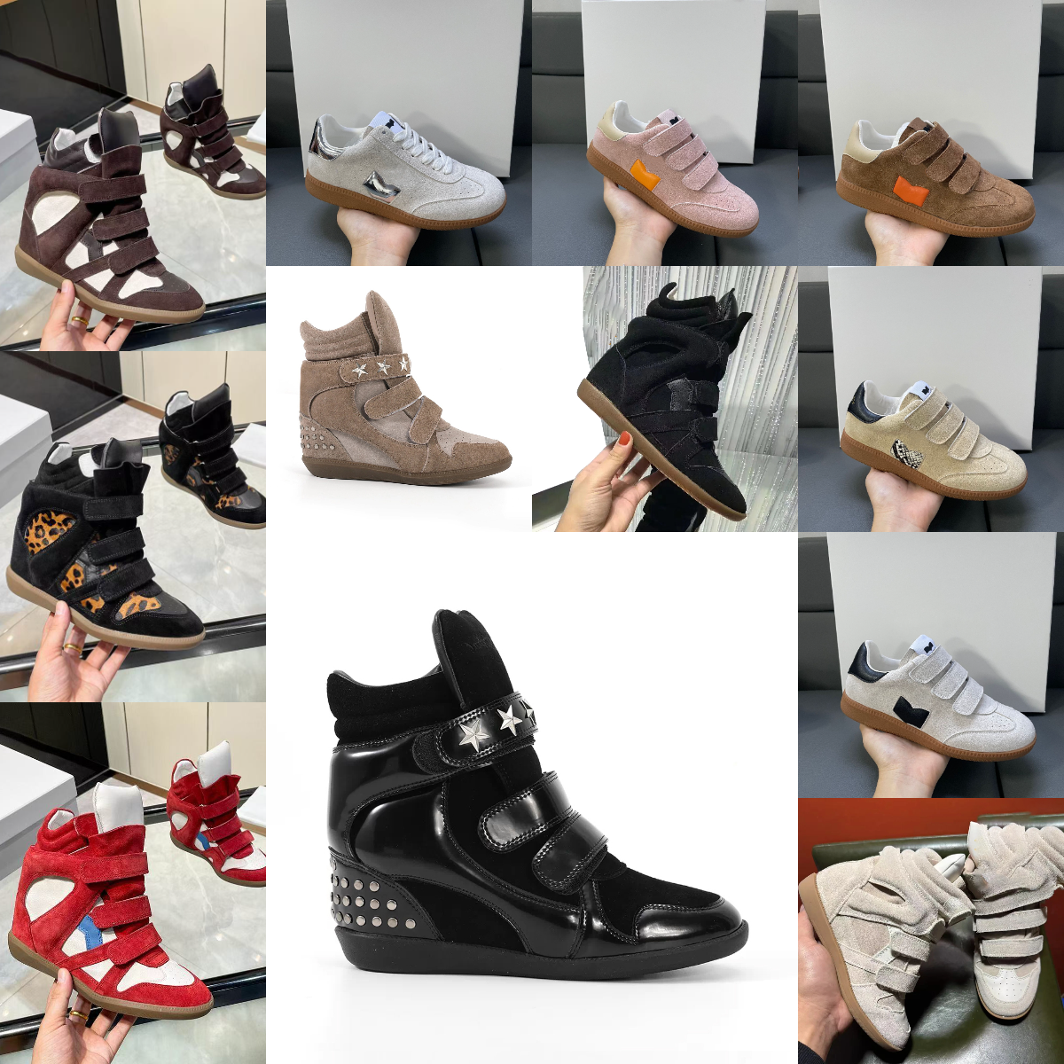 35-45 deisgner Brand Hot Sale-Black Genuine Leather winter boots Bekett Leather-Trimmed Suede Wedge Sneakers Fashion Show New Shoes