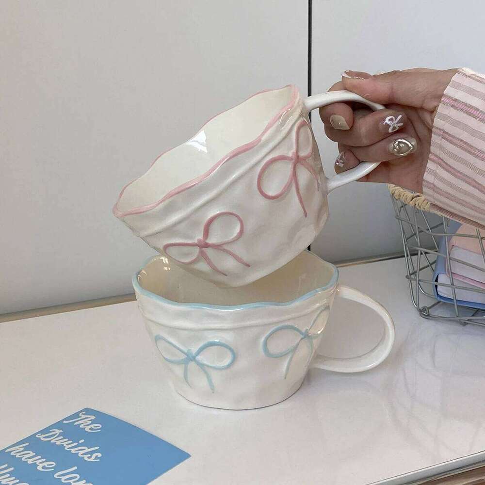 Ceramic Mugs Drinking Utensils, Large Capacity Simple Coffee Mug for Home Kitchen, Unique Flower Cup for Tea Latte, Tableware Decor Holiday Gift