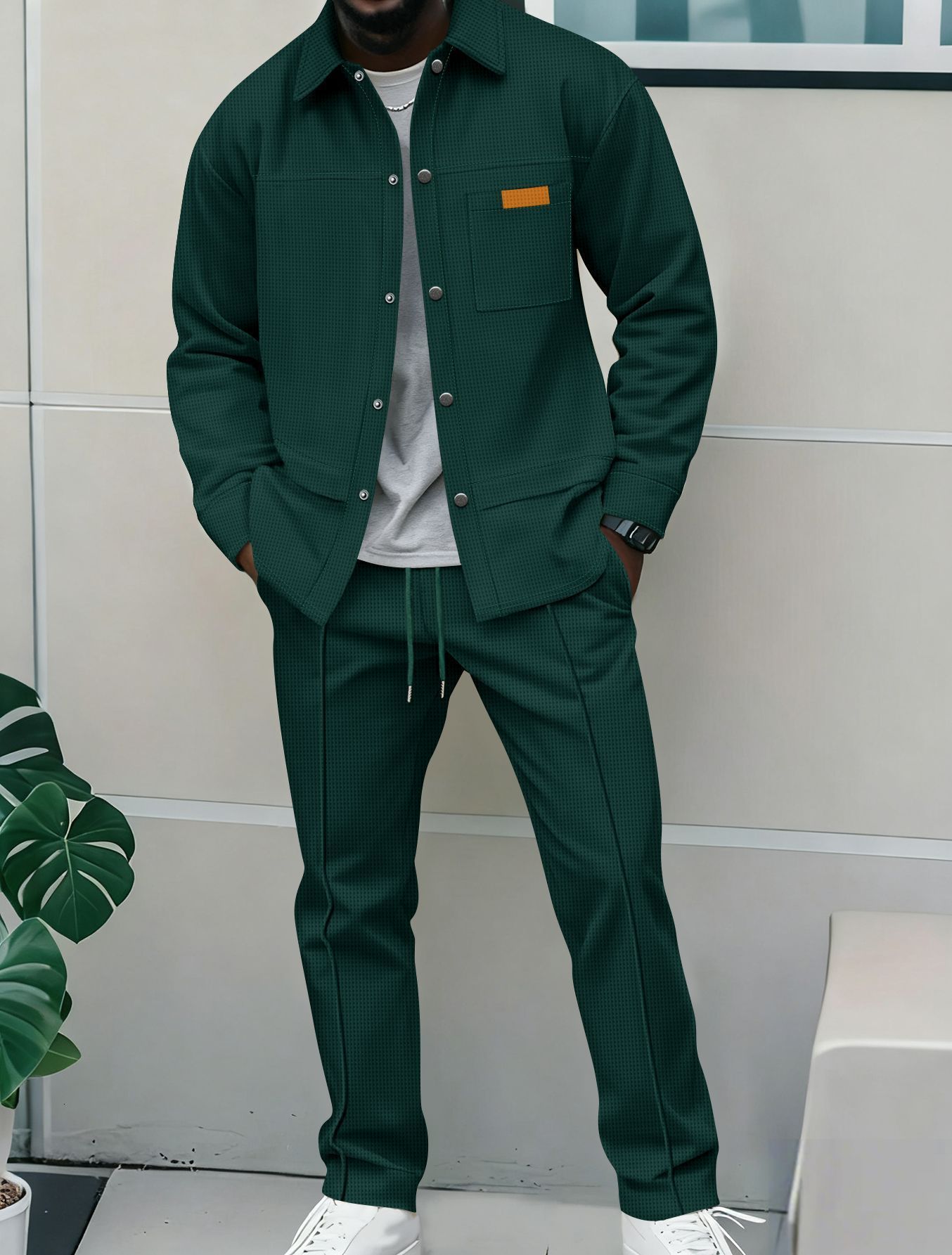 Y2k Bear Embroidery Two Piece Set Spring and Autumn Street Casual Long Sleeve Jacket Loose Long Leg Mens Trouser Set240813