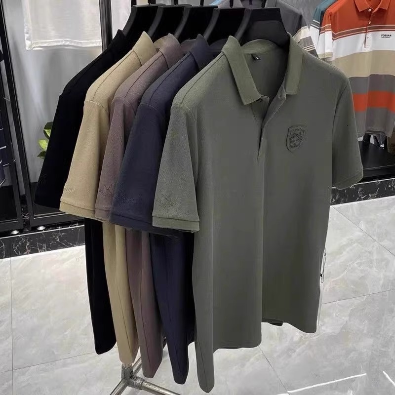Luxury Brand Designer Clothes Guangzhou Thirteen Lines Mens Summer Short Sleeve Polo Shirt Half Sleeve T-Shirt Breathable Pique Cotton Embroidery Plus