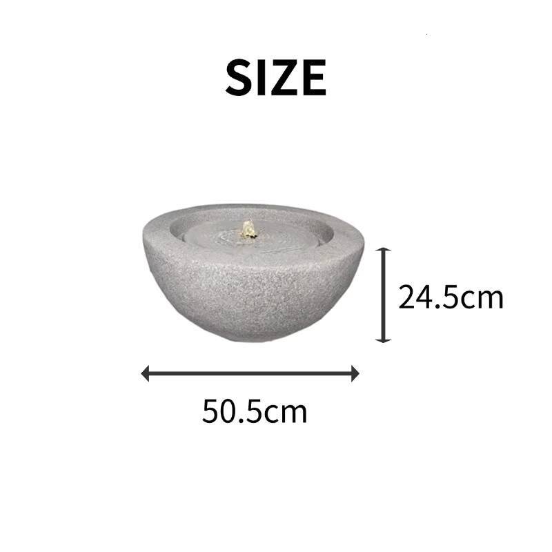 Marble Gray Fiber Stone Fountain with Solar Water Pump for Outdoor Garden Decoration