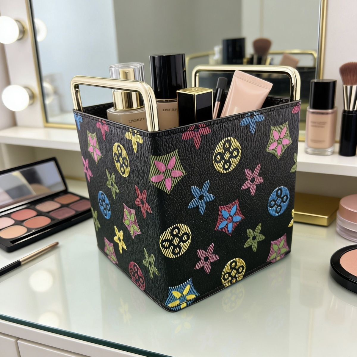 2026 New Retro Leather Pen Holder Creative Grid Pattern Desktop Storage Organizer for Office School Makeup Brush Holder