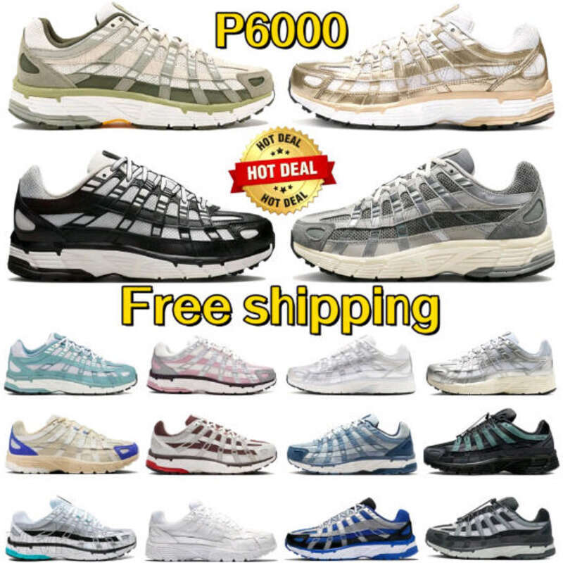 Designer sneakers P6000 running shoes mens shoe triple black white khaki wolf grey metallic blue outdoor sport women outdoor sneaker jogging walking shoes