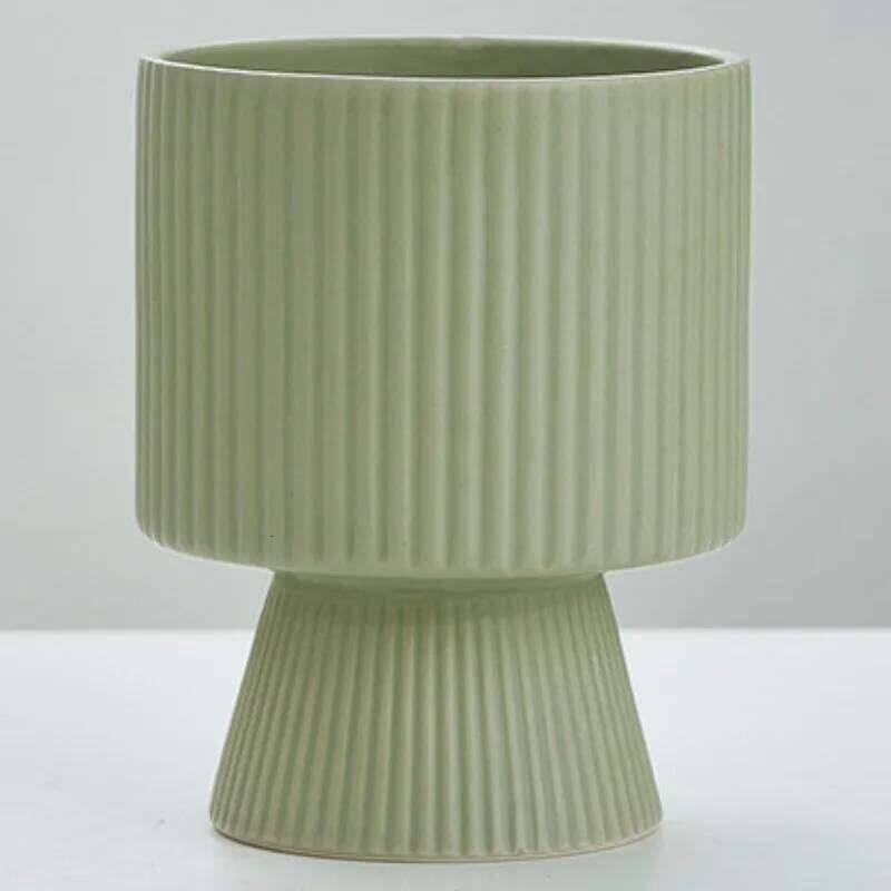 Nordic Creative Striped Ceramic Flower Pots, Minimalist Morandi Vases, Green Plants, Home Decoration, Modern Decoration C260116