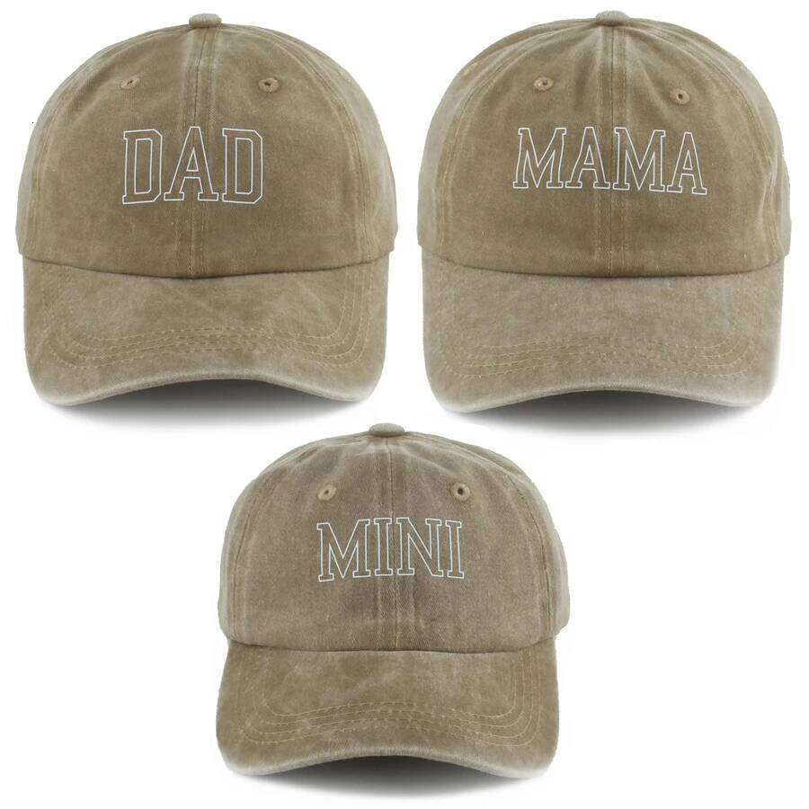 New DAD MAMA MINI Baseball Cap Sun Protection Parent Kids Adjustable Travel Beach Caps Baby Washed Denim Cotton Hat 3PCS/SET Y260115