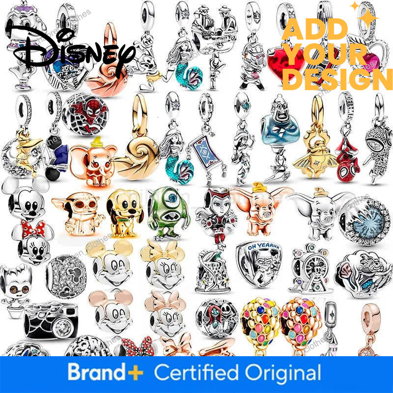 Disney 925 Silver DIY Beads Jewelry Charms Bracelet Mickey Minnie Princess Pumpkin Stitch Spiderman Marvel Twinkle Pandora Cute H251220