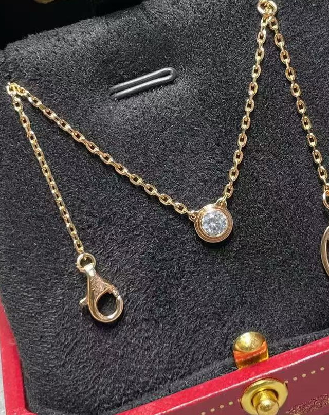 Designer diamond necklace pendant top quality titanium steel gold plated 18K never fade waterproof with box 014