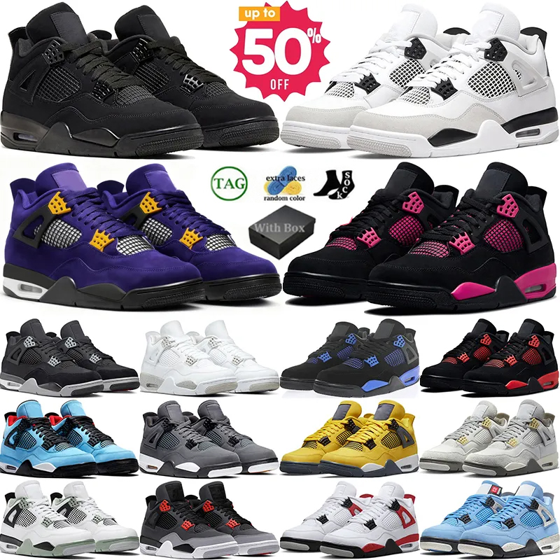 4 Men 4s Basketball Desinger Shoes Black Cat 2025 University White Pure Money Pink Thunder Oreo Military Blue Womens Mens Sneakers With BOX