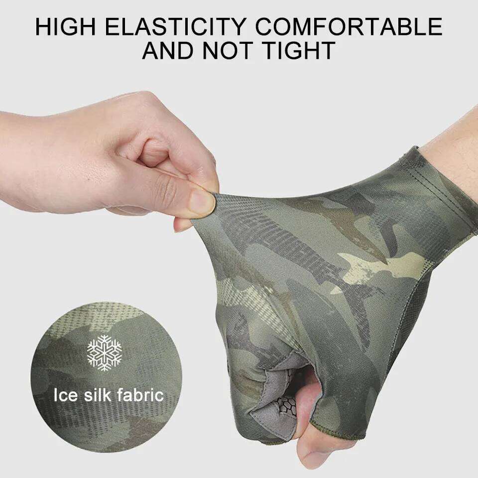 GTUBIKE Fishing Gloves Three Fingers Cut Half-finger Anti-slip Summer Outdoor Sports Cycling Ice Silk Breathable For Men Women Y260115
