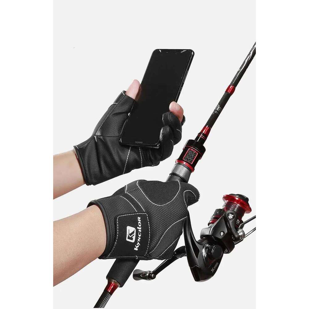 Fingerless 3 Fingers Cut Glove Leather Resistance Guantes De Pesca Fishing Gloves Survival Camping Hiking Rescue Tool Y260115