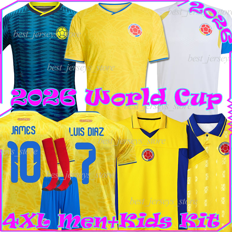 4XL 2026 colombia LUIS DIAZ soccer jerseys SUAREZ JAMES QUINTERO J.LERMA LUCUMI SANCHEZ BORRE CARBONERO MOSQUERA 100th men kids kits socks sets retro football shirts