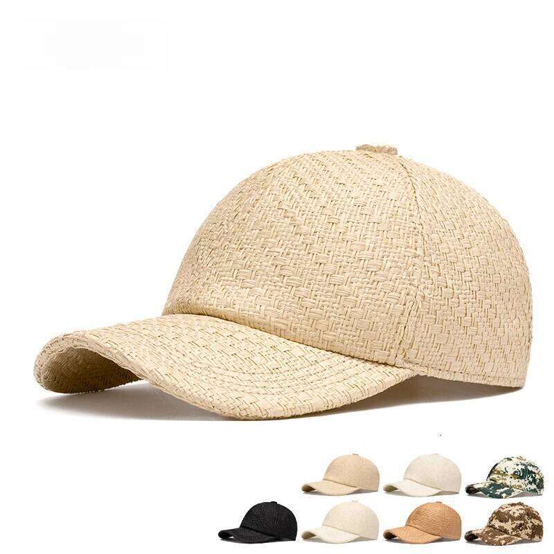 Spring Summer Unisex Baseball Cap Breathable Straw Material with Woven Craft Pixel Pattern Adjustable 56-61cm Y260115