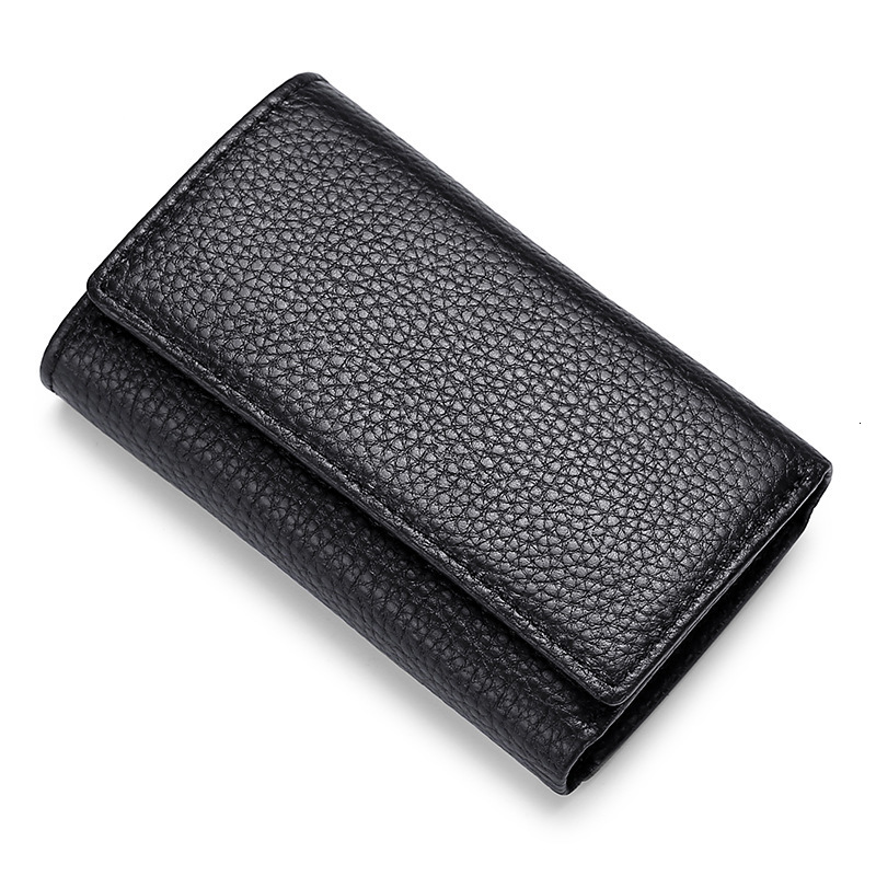 Top Layer Lychee Grain Leather Key Wallet for Women Short Multi-Functional Wallet 70 off Fashion Leather Home Door Key Wallet