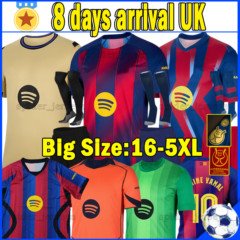 4XL 5XL 25 26 LAMINE YAMAL RAPHINHA Brace Soccer Jerseys 2025 2026 LEWANDOWSKI PEDRI FERRAN GAVI RASHFORD Player Version Barcelona goalkeeper Men Uniforms Kids Kits