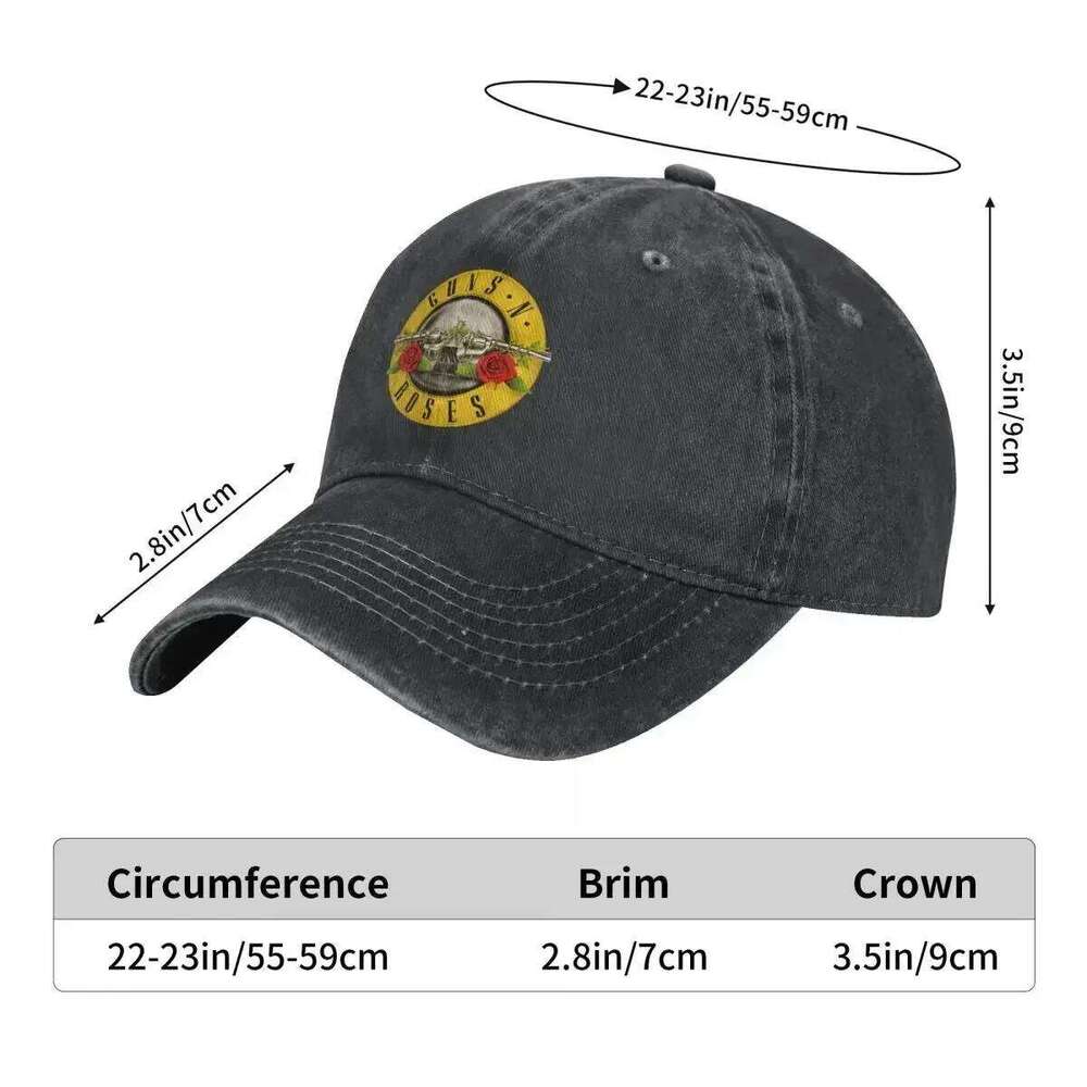 2023 Guns N Roses Bullet Logo Men Women Baseball Heavy Metal Distressed Washed Caps Retro Outdoor Running Golf Snapback Cap Y260115