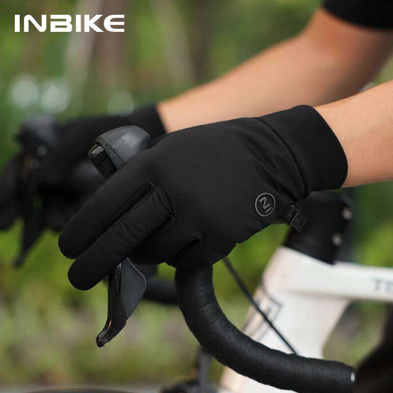 INBIKE Men's Fleece Cycling Gloves Warm Full Touch Screen Compatible Shock Absorbing Anti-Slip Long Finger for Road Bike Y260115