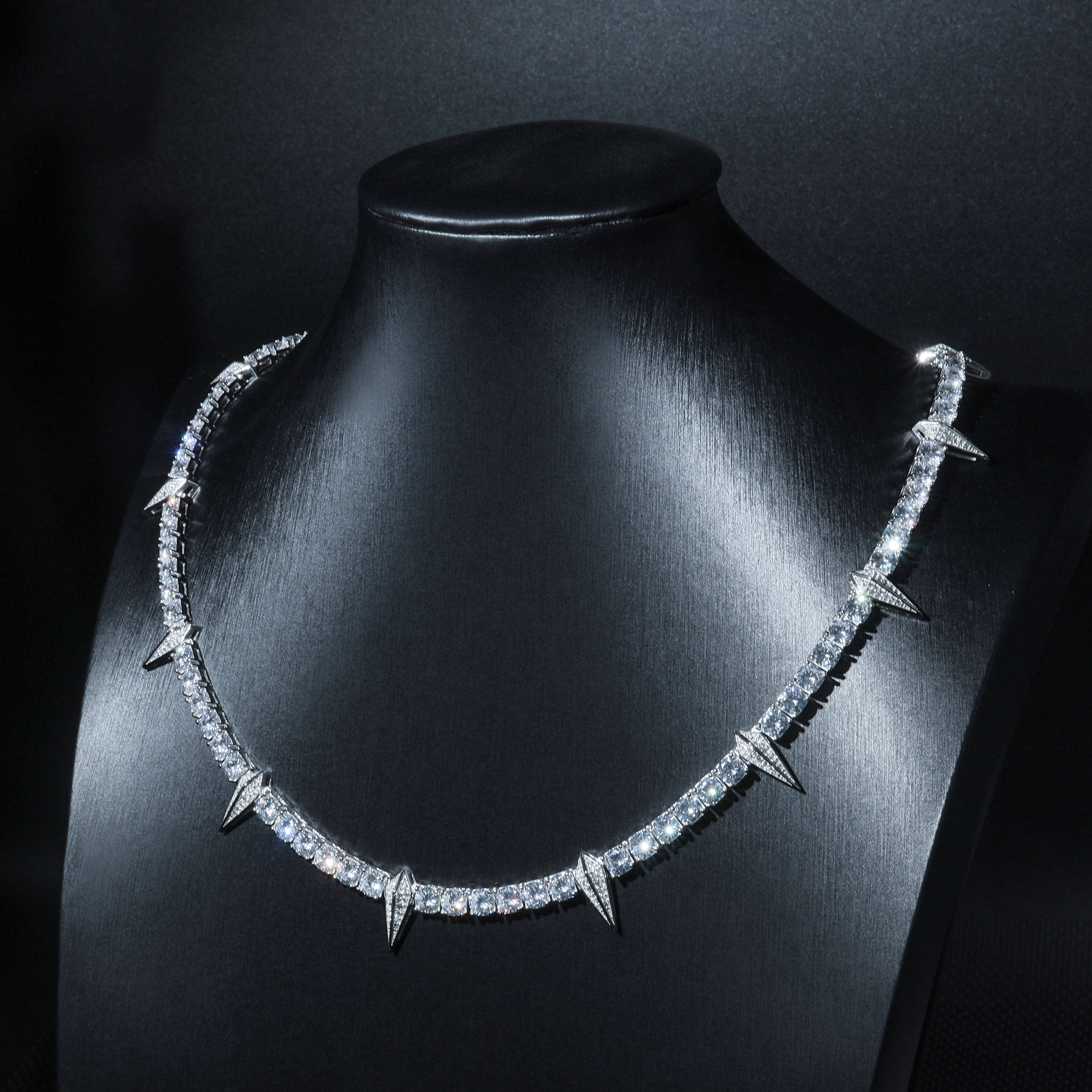 Hip Hop Black Panther Custom Tennis Chain Choker S925 Real Silver Insert VVS Moissanite Tennis Necklace Chain Gift for Men Women