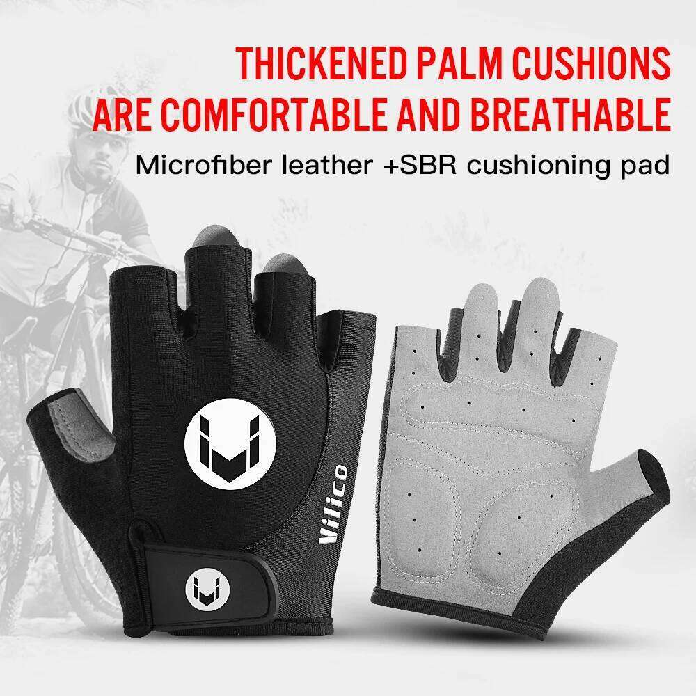 MTB Road Bike Half Finger Anti Slip Cycling Motorcycle Men Sport Fitness Bicycle Fingerless Gloves Y260115