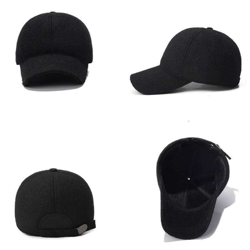 NORTHWOOD Winter Fleece Lined Tweed Baseball Cap with Ear Flaps Unisex Solid Color Men's Trucker Hat for Outdoor Women Warm Caps Y260115