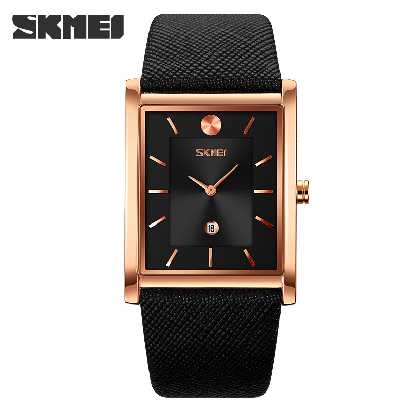 Ibso 7mm Ultra-thin Rectangle Dial Quartz Wristwatch Black Genuine Leather Strap Watch Men Classic Business New Men Watches 2019 Y19062004