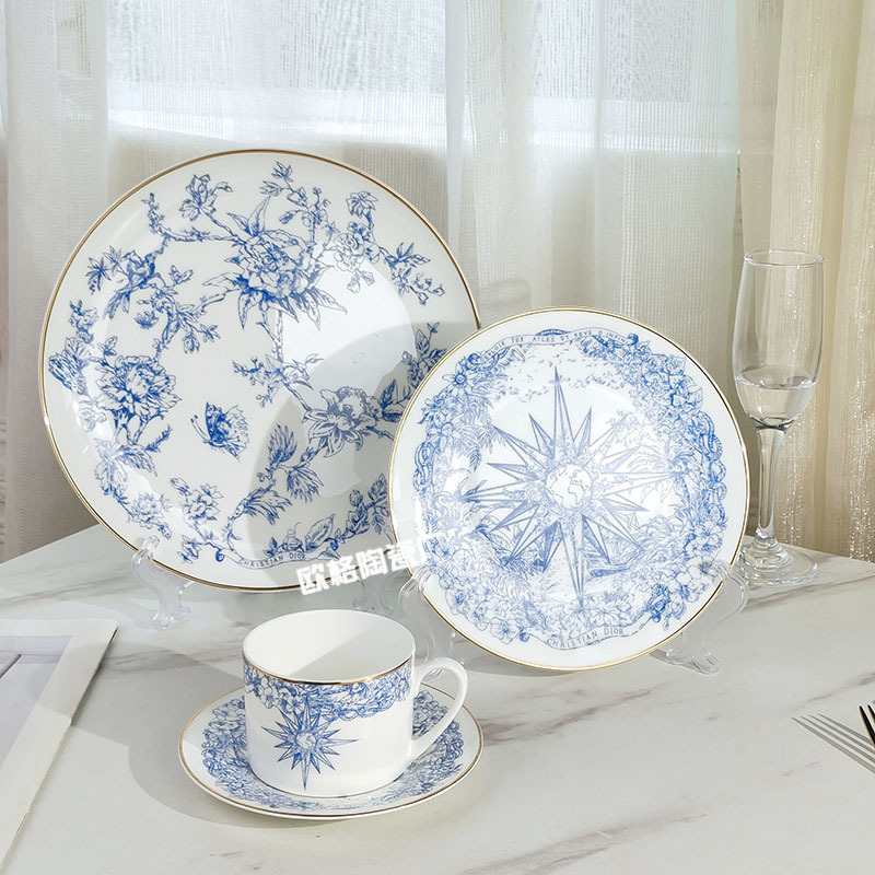 Elegant Style Western Cuisine Plate, Blue Infinite Dream, Lucky Star Fashion Cup, Plate, Bowl, Spoon Tableware