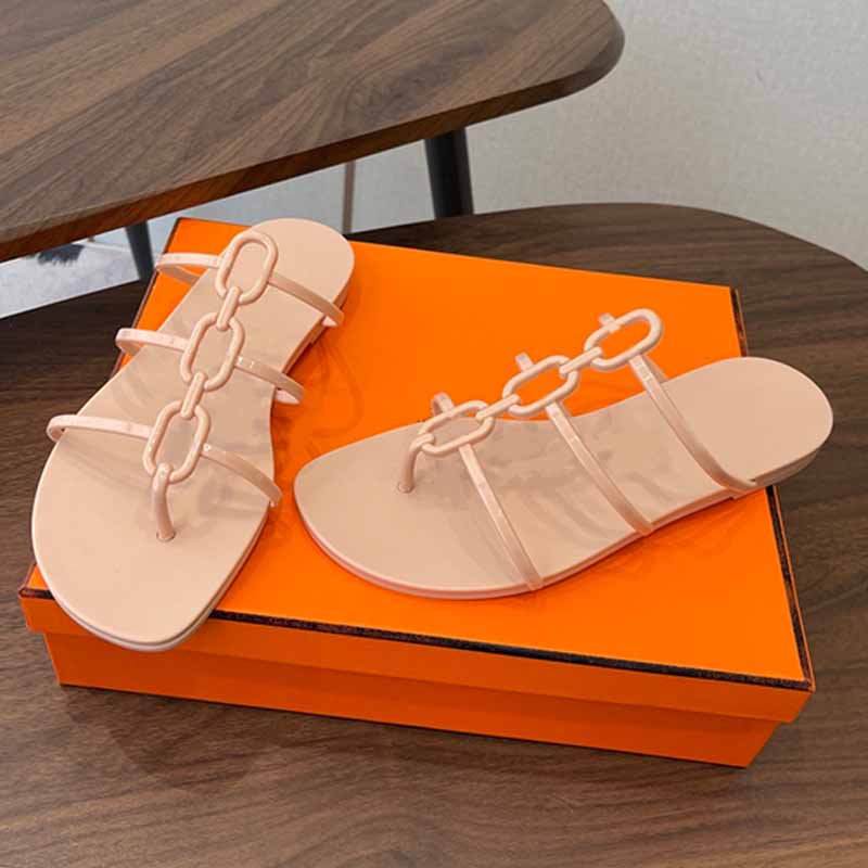 H261179 Miss Mykonos sandals summer travel beach Flip Flops slippers slip resistant waterproof TPU Chaine sandals For Womens Mykonos slippers sandals With Box