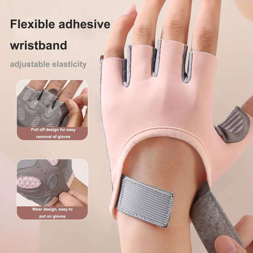 WOSWEIR-Women's Non-Slip Fitness Gloves for Yoga Training Sports Equipment Breathable Thin Half Finger Silicone Shock Absorption Y260115