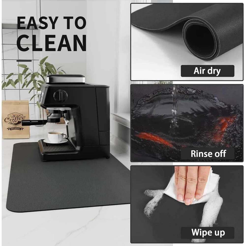 Home Decor Non-slip Quick Dry Retro Kitchen Mat Coffee Maker Drain Pad Dish Drying Tableware Placemat for Living Room Dining Room Bedroom Washable