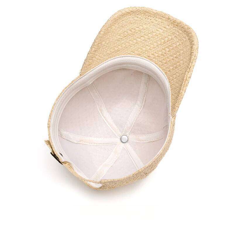 Spring Summer Unisex Baseball Cap Breathable Straw Material with Woven Craft Pixel Pattern Adjustable 56-61cm Y260115