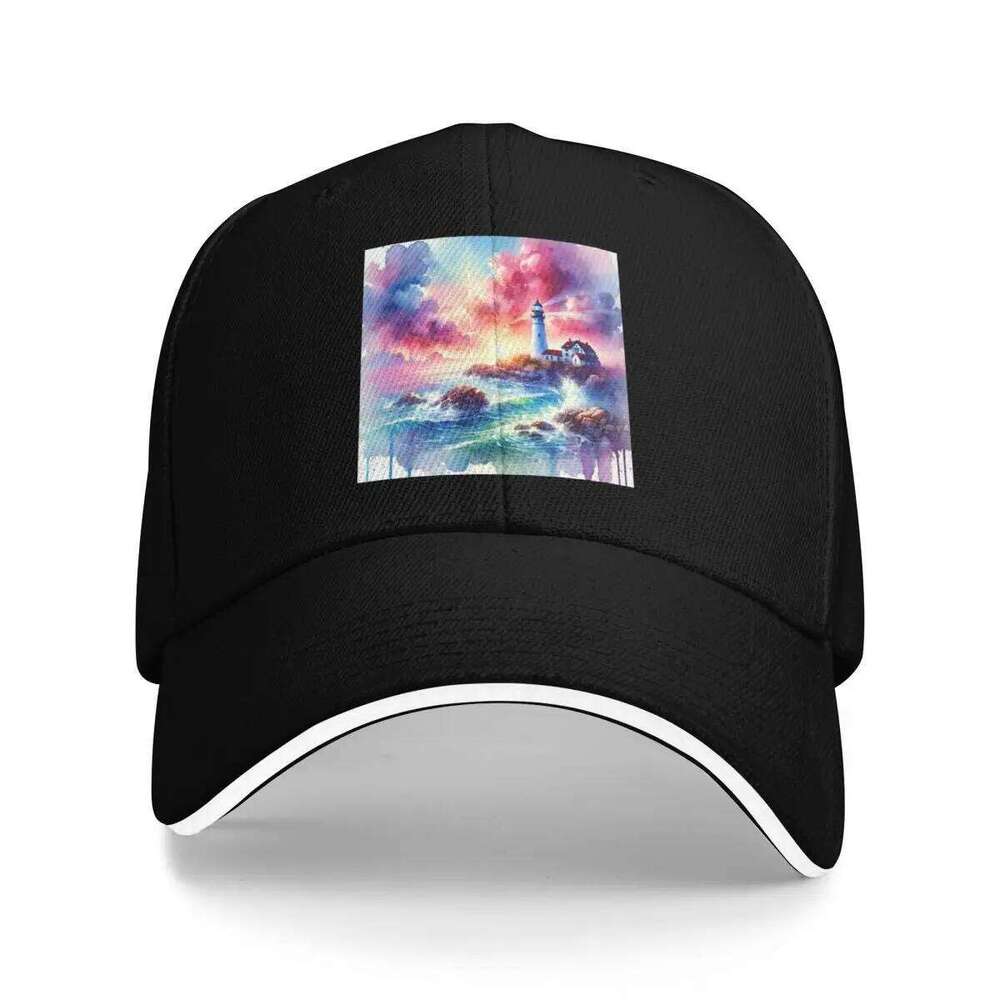 Lighthouse Art and Watercolor Paintings Baseball Cap Anime Hat golf hat genuine Men's Women's Y260115