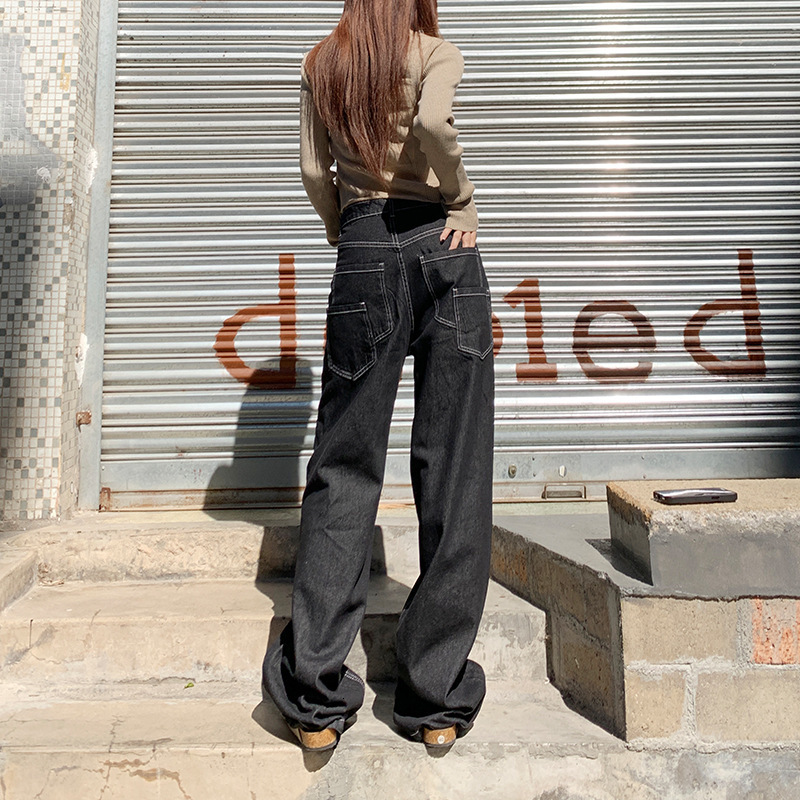 Men s Pants Goth Dark Mall Gothic Harajuku Streetwear Flare Grunge Punk Low Waist Baggy Women Jeans Y2k Techwear Fashion Black Bott