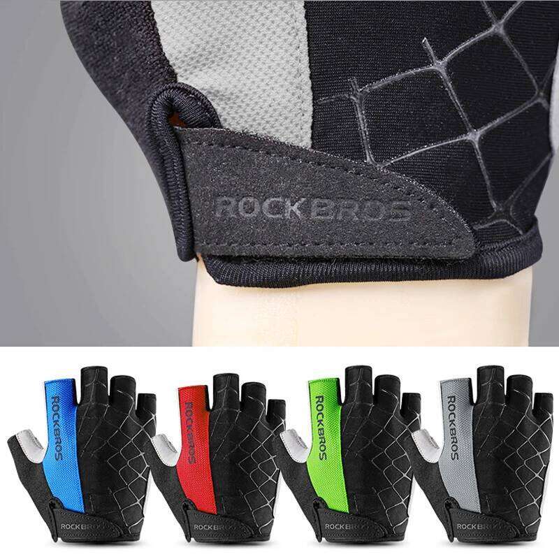 ROCKBROS Bike Half Finger Shockproof Breathable MTB Mountain Bicycle Sports Men Women Cycling Short Gloves Y260115
