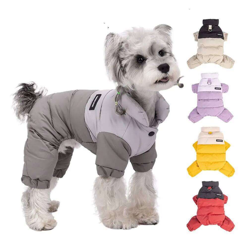 Famous brand Winter Clothing Coldproof Pet Cotton Clothes Waterproof Outdoor Teddy Bear Four legged Warm Coat for Cold Weather Protection pupakaIK