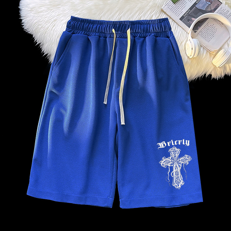 Men's Summer Waffle-Knit Casual Shorts, Loose-Fit Athletic Shorts, Trendy Fashion 5-inch Pants