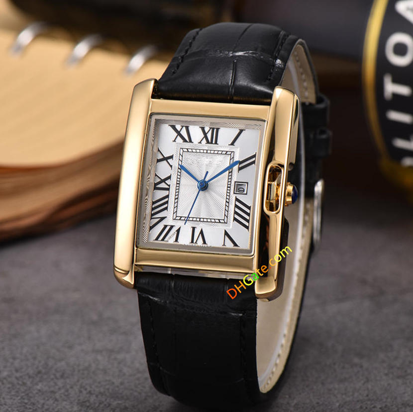 3-Pins Panthere Carrter Leather Quartz Watch Men Women Top Quality Automatic Date Square Face Hot Sale Fashion Male Female Moissanite Iced Out Women's Men's Watch