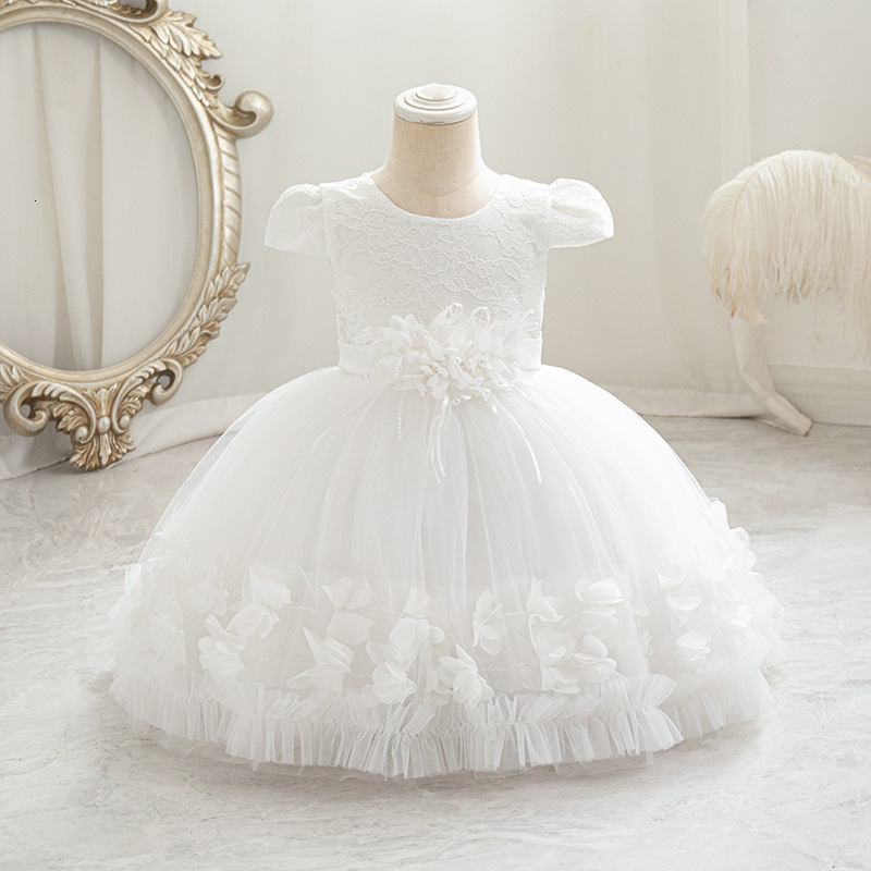 Baby Girls Flower Princess Dress 1 2 Years Old Birthday Party Christening Gown Kids Children Bridesmaid Wedding Dress 3-10 Years LJ201221