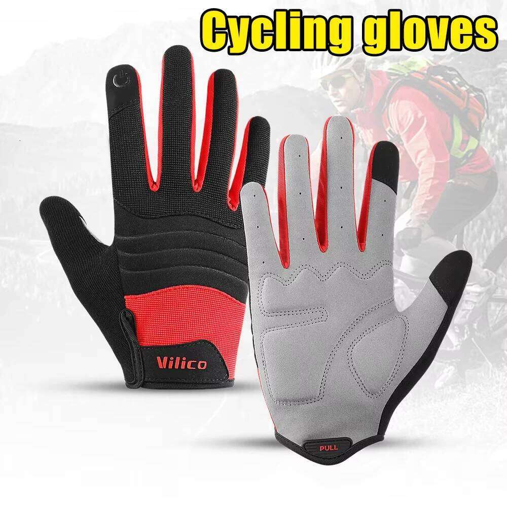 Windproof Shock-absorbing and Wear-resistant Touchscreen Anti-slip All-terrain Cycling Long Bicycle Gloves Y260115